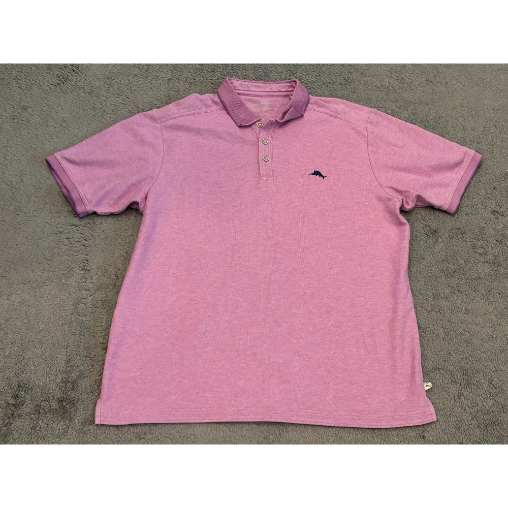 Tommy Bahama Island Zone Polo Shirt Mens Large Purple Supima Cotton Short Sleeve